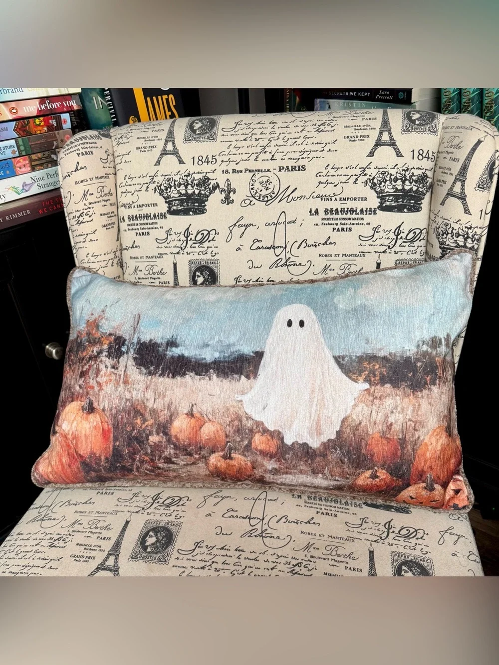 🍁 Sheffield Home Ghost & Pumpkin Patch Decorative Throw Pillow NWT